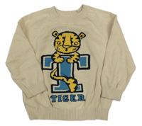 Béžový svetr s tygrem 