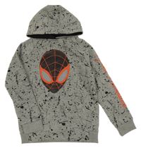 Šedo-černá vzorovaná mikina se Spidermanem a kapucí Marvel