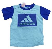 Tyrkysovo-modré tričko s logem Adidas