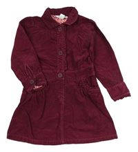 Vínové manšestrové propínací šaty H&M