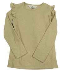 Zlaté žebrované tričko s volánky H&M
