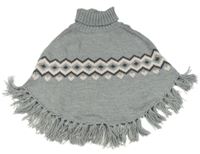 Šedé pletené pončo se vzorem a rolákem H&M