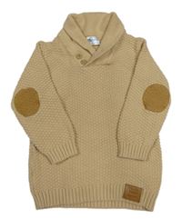 Béžový vzorovaný svetr s náloketníky a límcem So Cute
