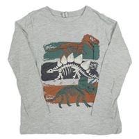 Šedé melírované triko s dinosaury Dopodopo