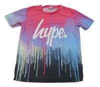 Růžovo-modré vzorované tričko s logem Hype 
