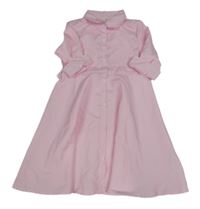 Růžovo-bílé pruhované šaty s límečkem Shein