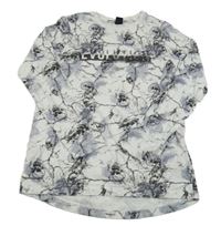 Bílo-šedé vzorované triko s lebkami Y.F.K. 