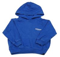 Kobaltově modrá oversize mikina s nápisem a kapucí Represent