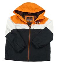 Černo-oranžovo-bílá šusťáková jarní bunda C&A