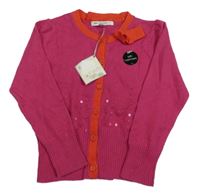 Nové - Tmavorůžový propínací kašmírový svetr s flitry M&S