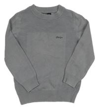 Šedý žebrovaný svetr s nápisem Matalan