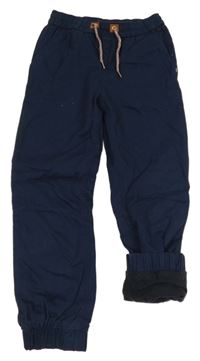 Tmavomodré plátěné podšité kalhoty John Baner 