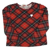 Červeno-barevné kostkované triko se srdíčkem H&M
