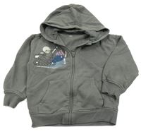 Šedá propínací mikina s bagrem a kapucí M&S