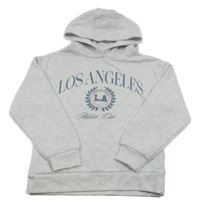 Šedá melírovaná mikina s nápisem a kapucí Primark