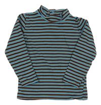 Tmavomodro-modro-oranžové pruhované triko s rolákem Lupilu