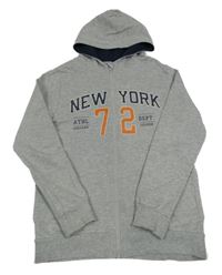 Šedá melírovaná propínací mikina s nápisem a kapucí Name it