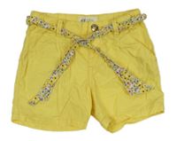 Žluté plátěné kraťasy s páskem H&M