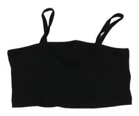 Černý žebrovaný crop top Shein