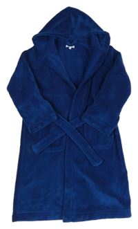 Tmavomodrý plyšový župan s kapucí a páskem Bluezoo 