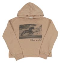 Starorůžová crop mkina s koníky a kapucí H&M