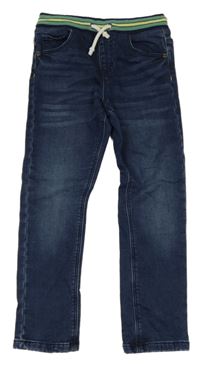 Tmavomodré teplákové rifle s pruhovaným pasem M&S