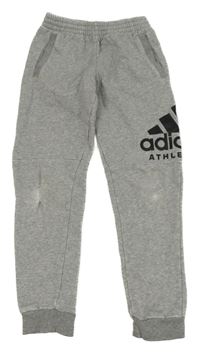 Šedé melírované tepláky s logem Adidas