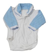 Bílo-světlemodré teplákové body s límečkem 