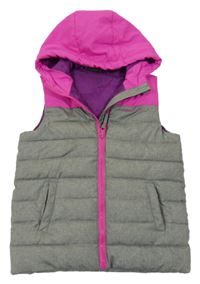 Šedo-růžová šusťáková prošívaná zateplená vesta s kapucí Mountain Warehouse