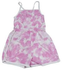 Růžovo-bílý batikovaný letní overal PRIMARK