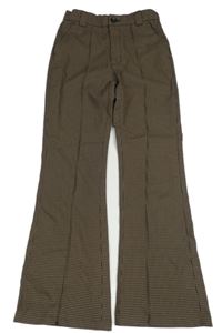 Hnědo-černé vzorované chino široké kalhoty H&M