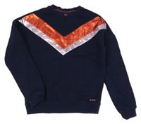 Tmavomodrá mikina s metalickými pruhy WE