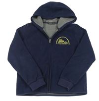 Tmavomodrá fleecová thermo bunda s výšivkou a kapucí promodoro