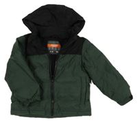 Khaki-černá šusťáková zimní bunda s ukrývací kapucí Primark