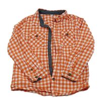Tmavooranžovo-bílá kostkovaná košile M&S