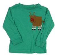 Zelené melírované triko se sobem/kapsou Next