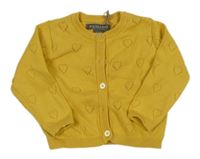 Okrový propínací svetr s perforovanými srdíčky PRIMARK