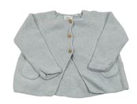 Světlemodrý melírovaný propínací svetr ZARA