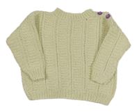 Smetanový melírovaný žebrovaný svetr se třpytkami 