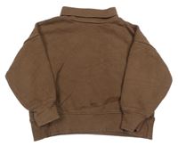 Tmavohnědá oversize mikina s rolákem ZARA