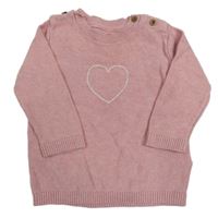 Růžový melírovaný svetr se srdíčkem M&S