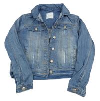 Modrá riflová crop bunda s prošoupáním a límečkem Next