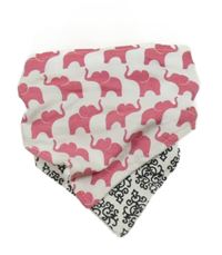 Nové - 2x - Šátek- Bílý s růžovými sloníky, bílo/černý vzorovaný