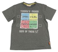 Šedé melírované tričko s emoji z překlápěcích flitrů C&A