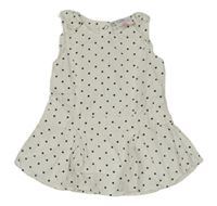 Bílo-černé puntíkaté manšestrové šaty s mašlemi Topomini