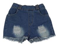 Modré riflové kraťasy s prošoupáním