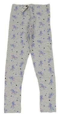 Nové - světlešedé melírované legíny s jednorožci St. Bernard