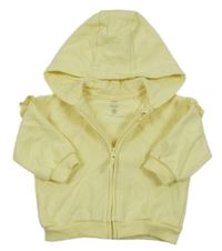 Žlutá propínací mikina s volánky s madeirou a kapucí F&F