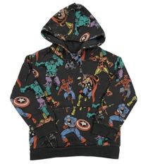 Černošedá mikina s Avengers a kapsou a kapucí M&S