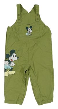 Olivové riflové laclové kalhoty s Mickey a kapsou PRIMARK